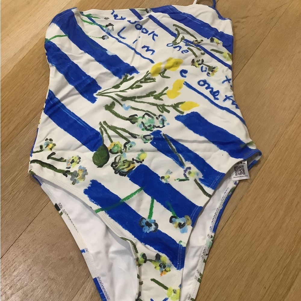 ASOS Blue and White Floral One Piece Swimsuit
